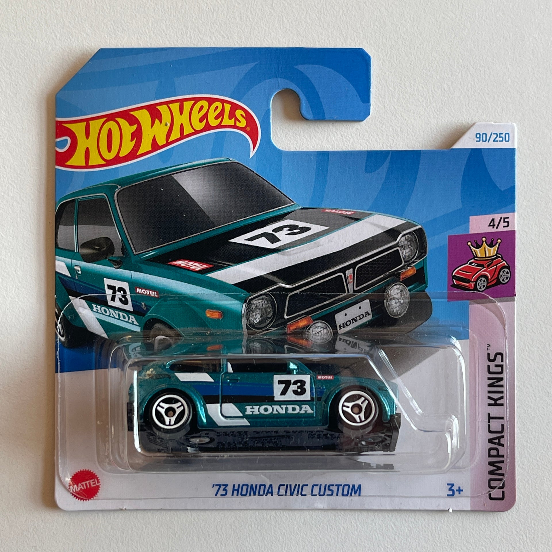 HOT WHEELS '73 Honda Civic Custom Compact Kings #4/5 jaune moulé sous HOT WHEELS '73 Honda Civic Custom Compact Kings #4/5 jaune moulé sous