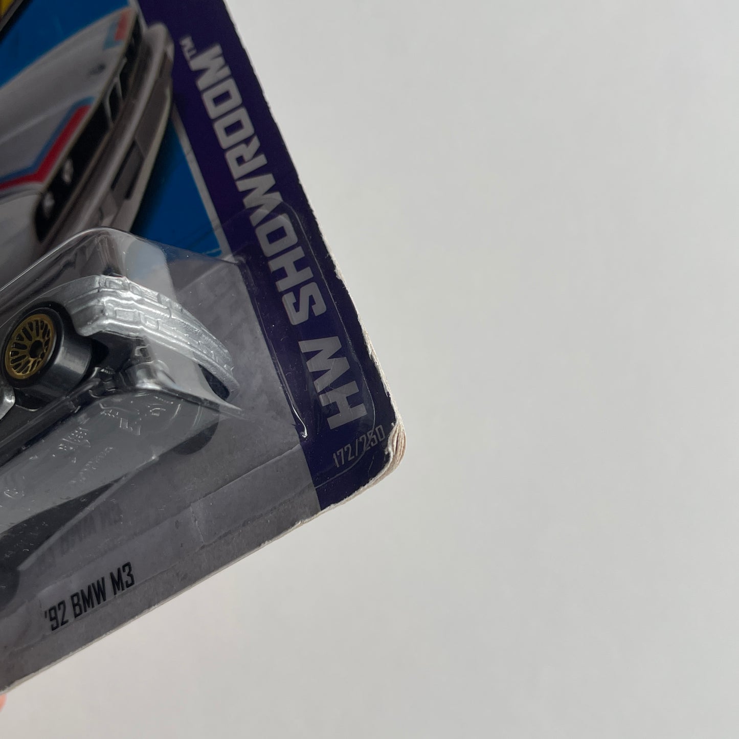 Hot Wheels '92 BMW M3 (Grey) Long Card (Damaged) HW Showroom 172/250