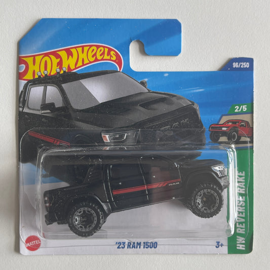 Hot Wheels '23 Ram 1500 (Black) Short Card (Damaged) HW Reverse Rake 96/250