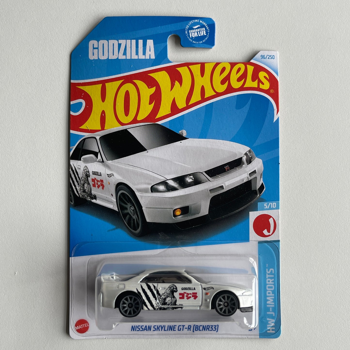 Hot Wheels Godzilla Nissan Skyline GT-R [BCNR33] (White) Long Card  HW J-Imports 96/250