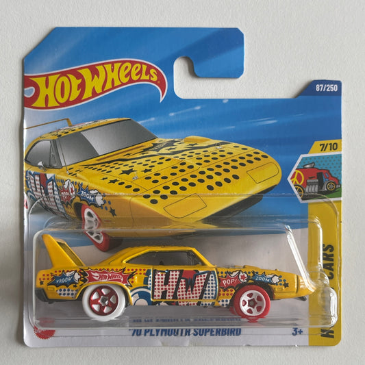 Hot Wheels '70 Plymouth Superbird (Yellow) Short Card (Damaged) HW Art Cars 87/250