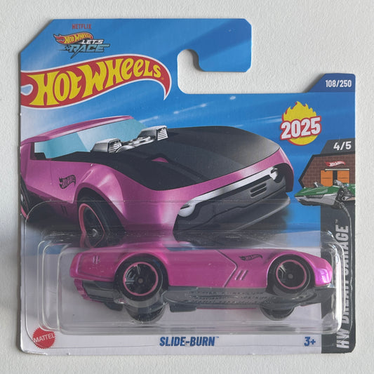 Hot Wheels Netflix Slide-Burn (Pink) Short Card (Damaged) HW Dream Garage 108/250