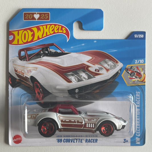 Hot Wheels '69 Corvette Racer (White) Short Card (Damaged) HW Celebration Racers 51/250