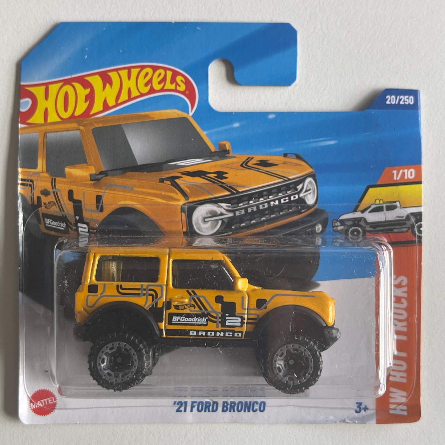 Hot Wheels '21 Ford Bronco (Yellow) Short Card (Damaged) HW Hot Trucks 20/250