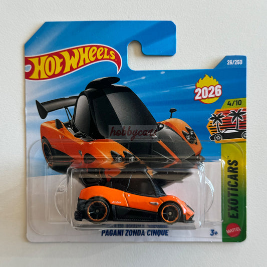 Hot Wheels Tooned Pagani Zonda Cinque (Orange/Black) Short Card (Damaged) Exoticars 26/250