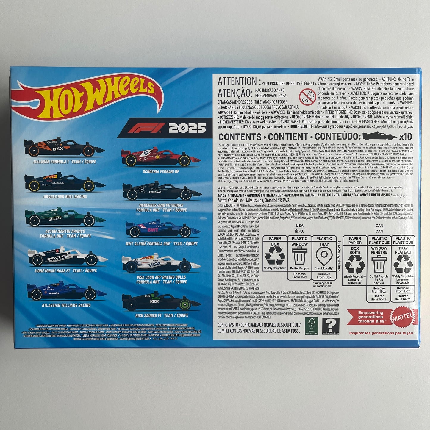 Hot Wheels 2025 (10 pack) Formula 1
