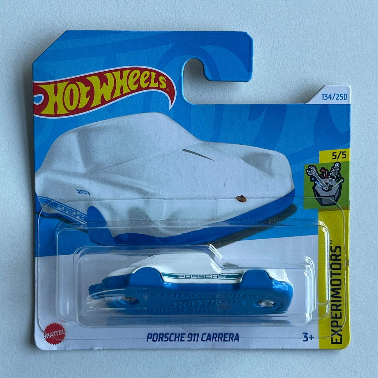 Hot Wheels Porsche 911 Carrera (White/Blue) Short Card (Damaged) Expertmotors 134/250