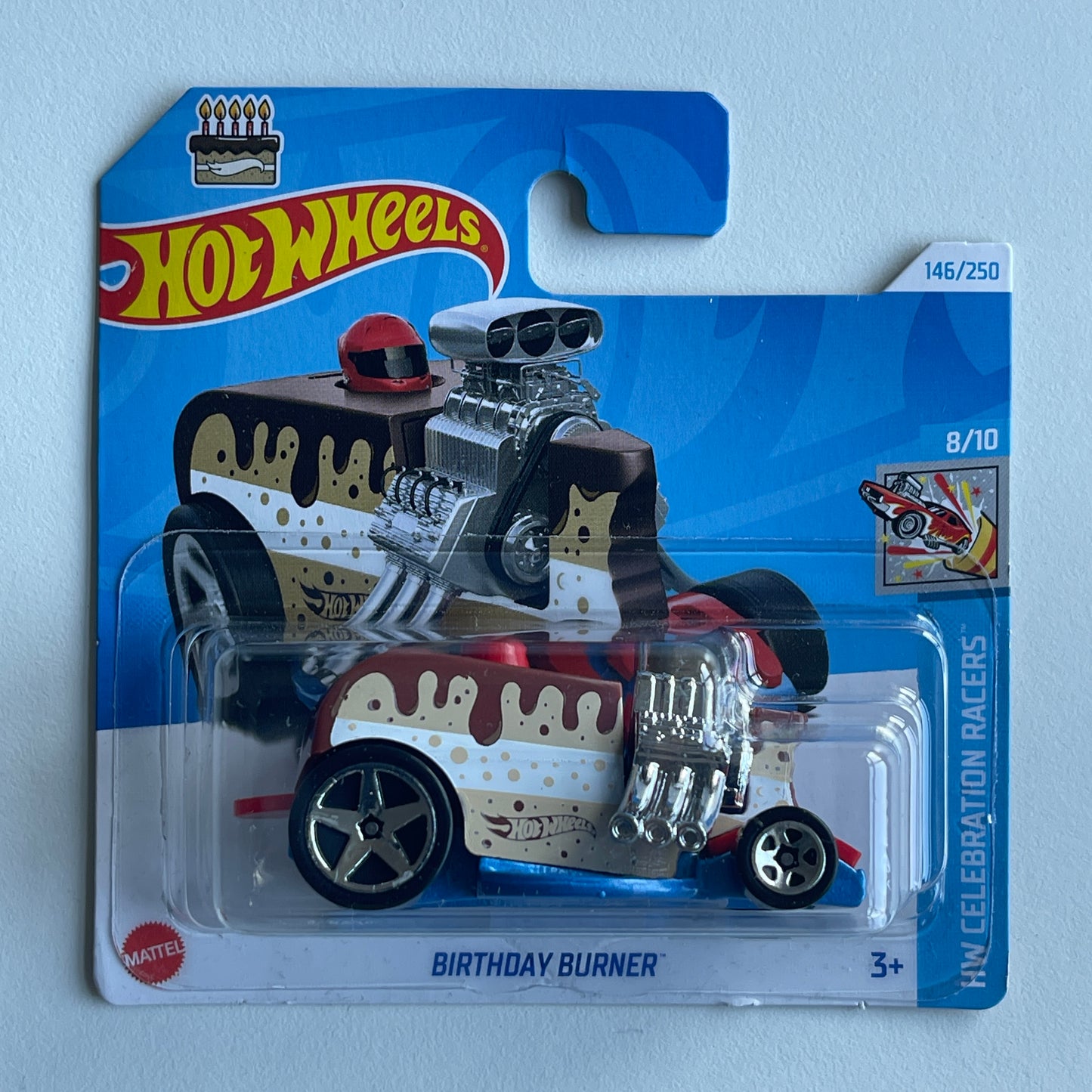 Hot Wheels Birthday Burner (Brown) Short Card (Damaged) HW Celebration Racers 146/250