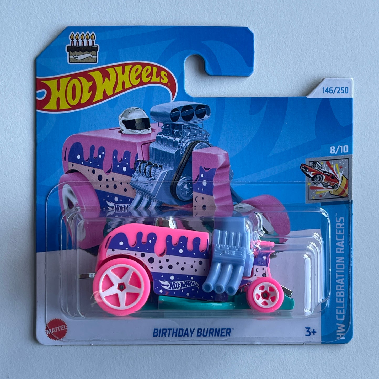 Hot Wheels Birthday Burner (Pink) Short Card HW Celebration Racers 146/250