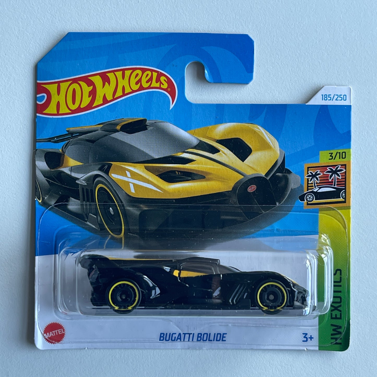 Hot Wheels Bugatti Bolide (Black/Yellow) Short Card (Damaged) HW Exotics 185/250