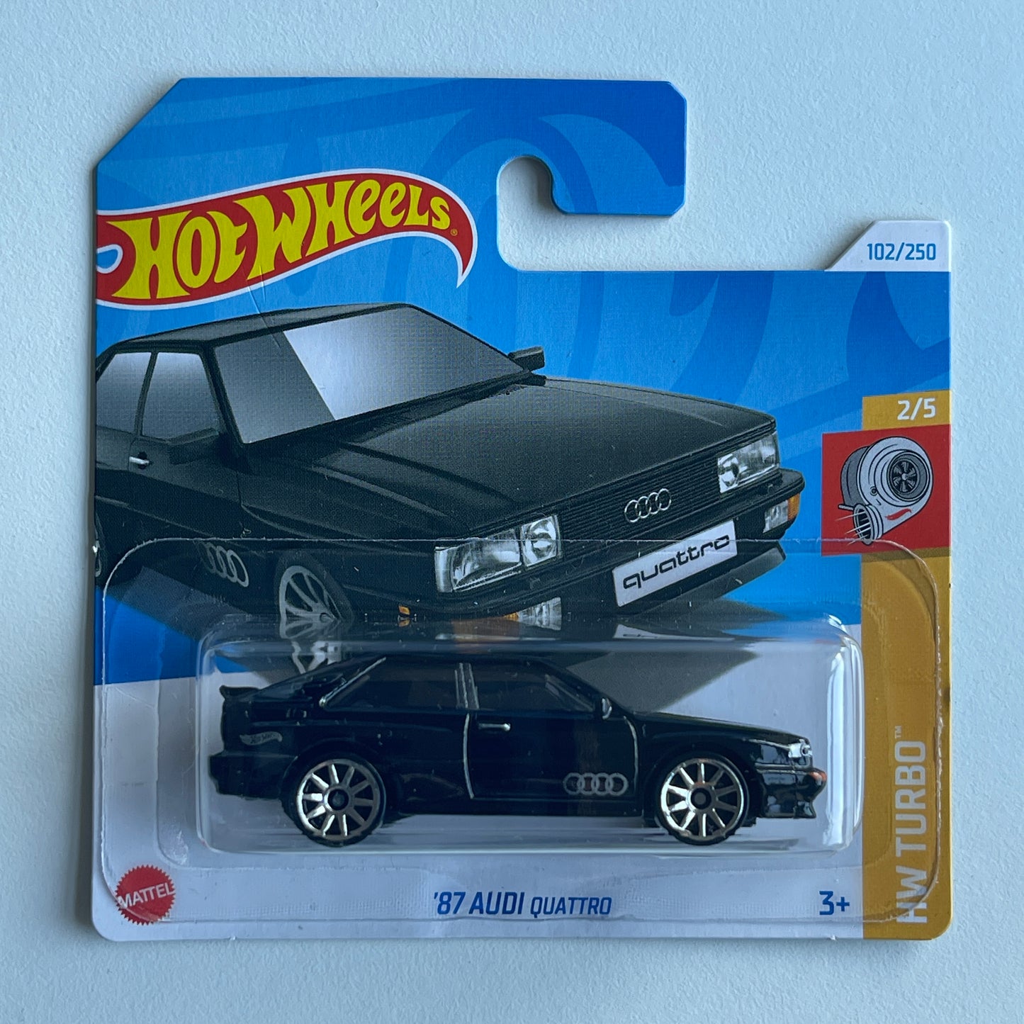 Hot Wheels '87 Audi Quattro (Black) Short Card HW Turbo 102/250