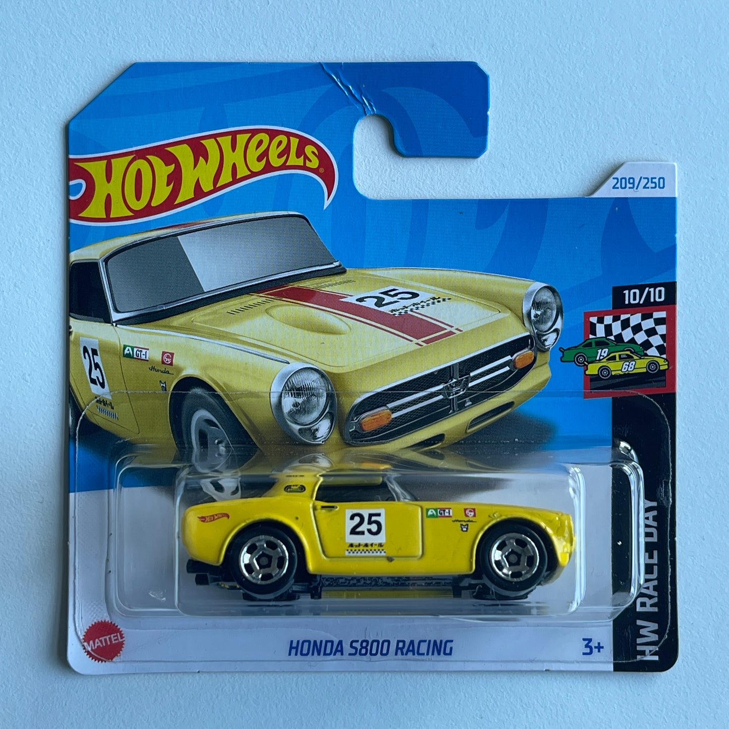 Hot Wheels Honda S800 Racing (Yellow) Short Card (Damaged) HW Race Day 209/250