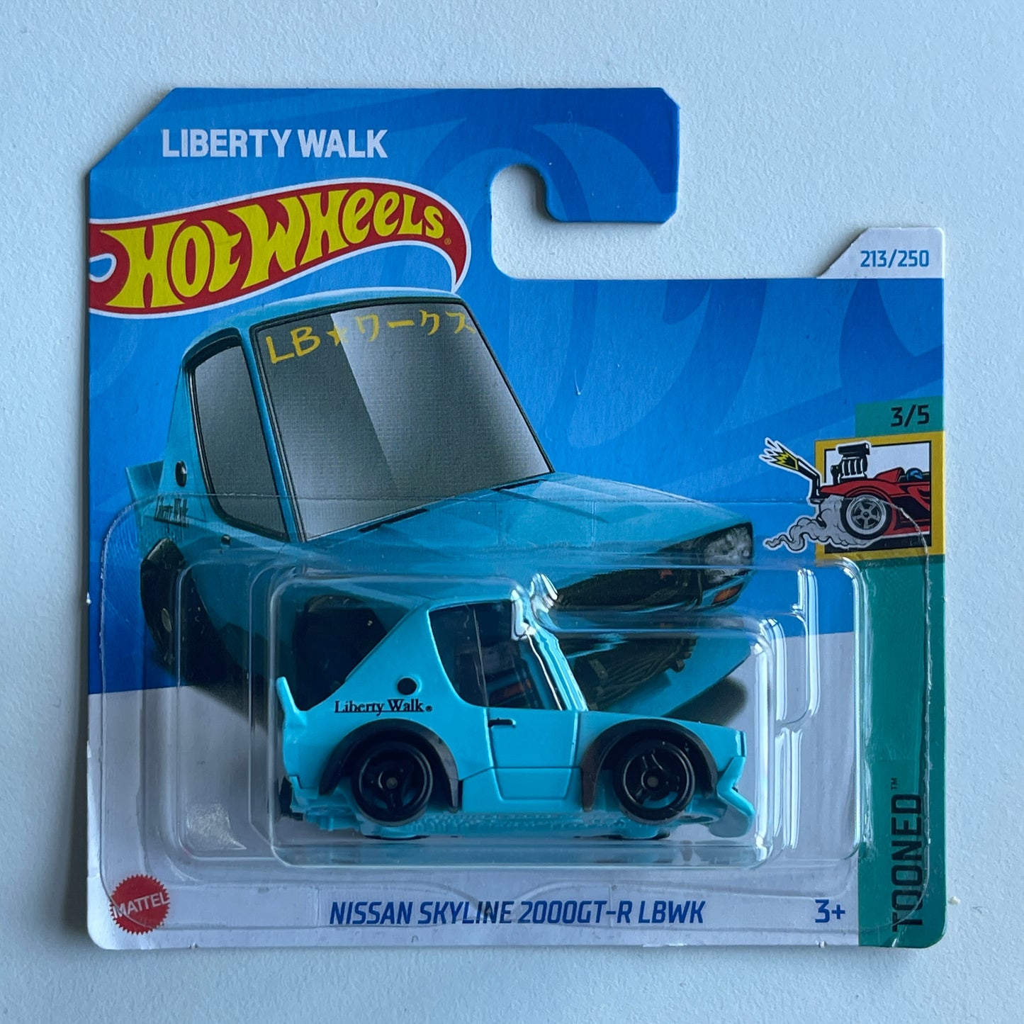 Hot Wheels Nissan Skyline 2000GT-R LBWK (Blue) Short Card (Damaged ) Tooned 213/250