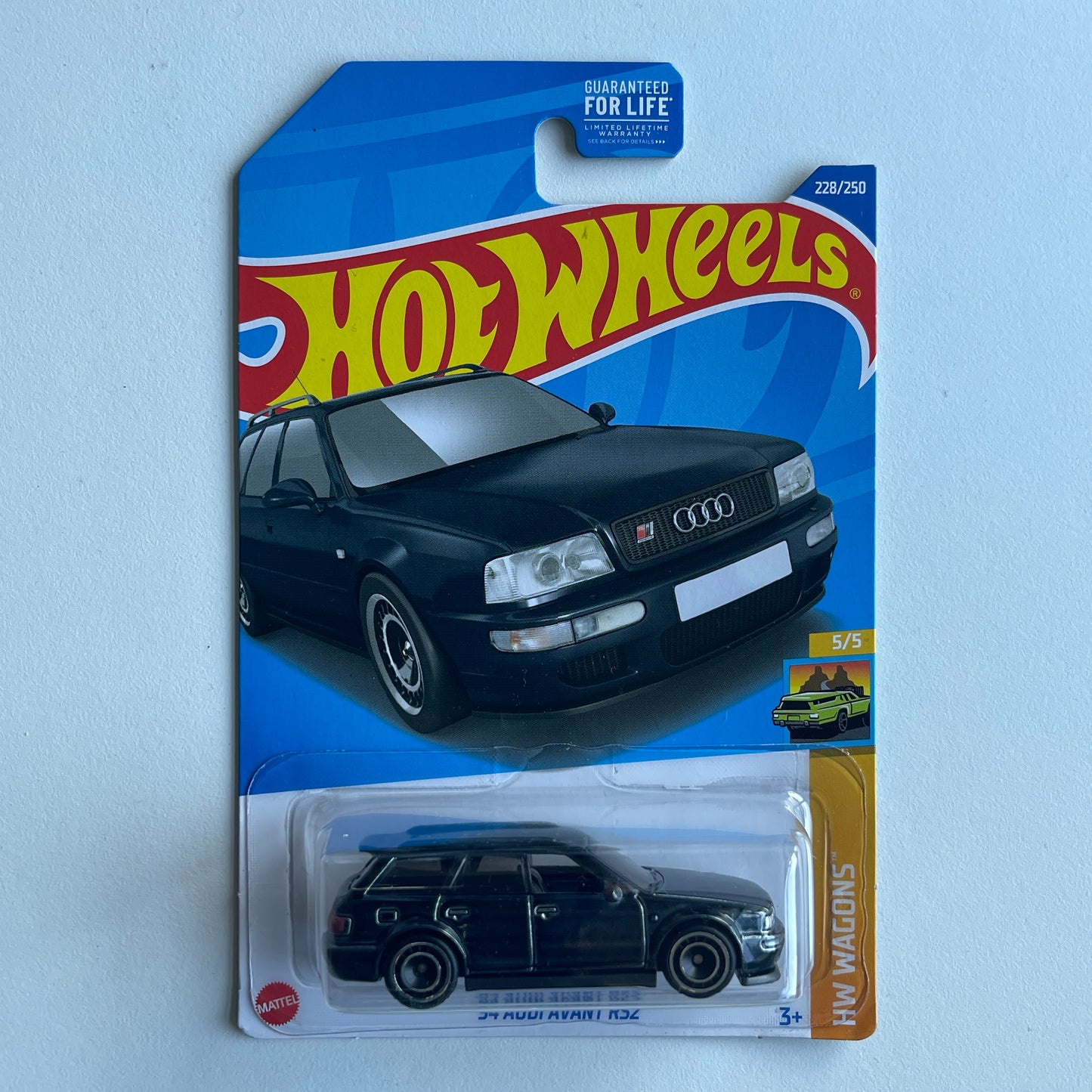 Hot Wheels STH '94 Audi Avant RS2 (Black) Long Card (Damaged) HW Wagons 228/250 Super Treasure Hunt