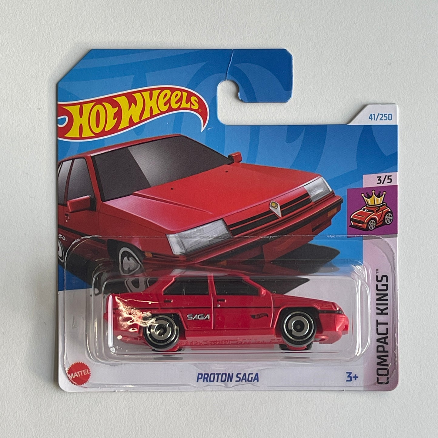 Hot Wheels Proton Saga (Red) Short Card (Damaged) Compact Kings 41/250