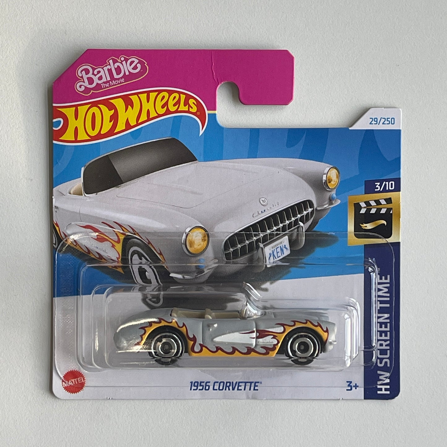 Hot Wheels Barbie 1956 Corvette (Gray) Short Card (Damaged) HW Screen Time 29/250