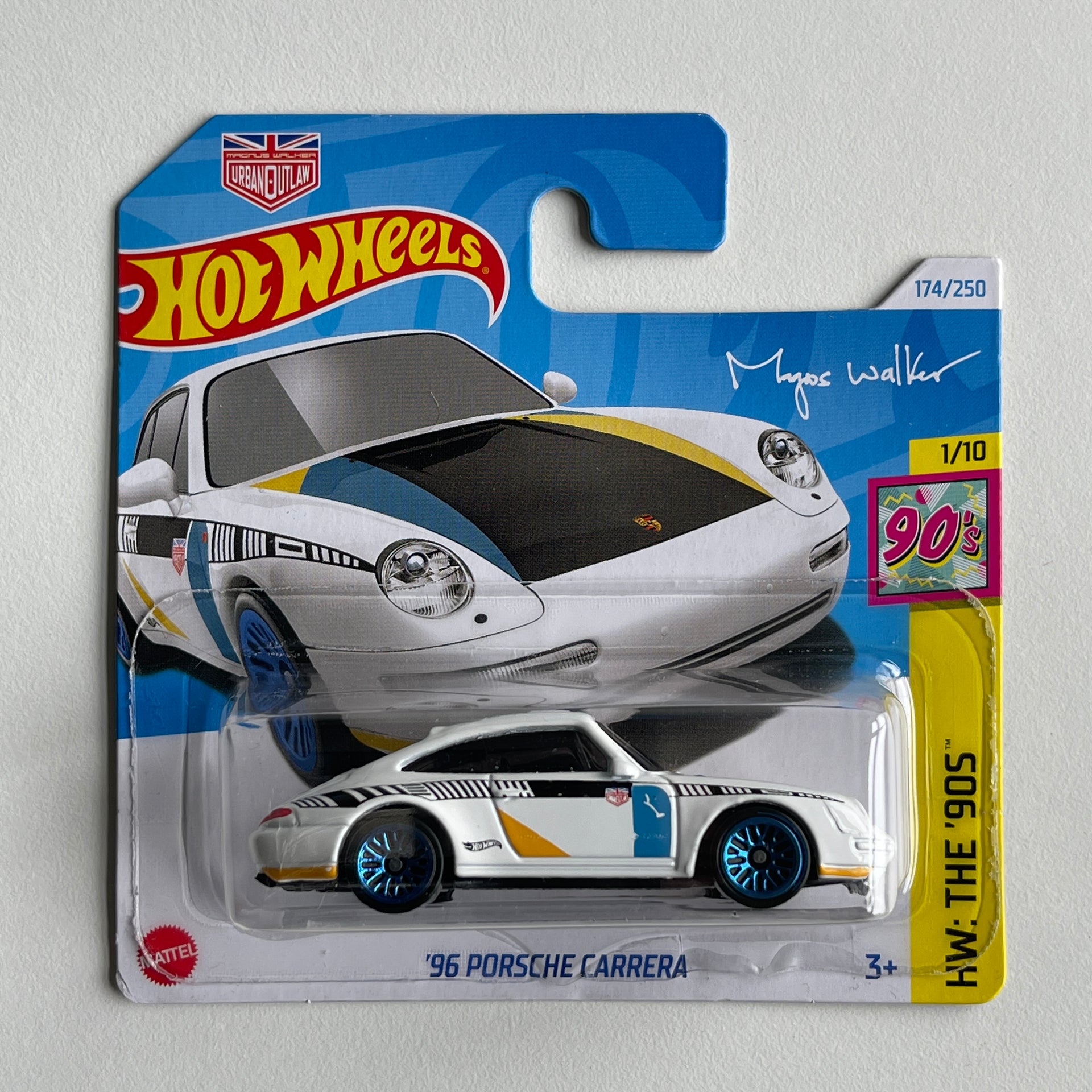 Hot Wheels Magnus Walker '96 Porsche Carrera (White) Short Card (Damaged)  HW: The '90s 174/250