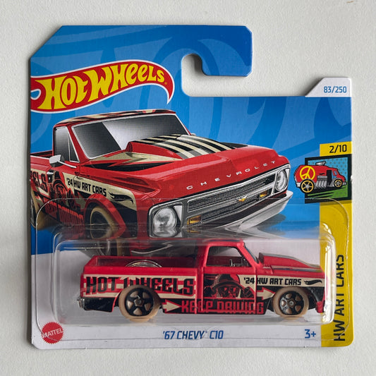 Hot Wheels '67 Chevy C10 (Red) Short Card (Damaged) HW Art Cars 83/250