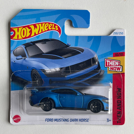 Hot Wheels Ford Mustang Dark Horse (Blue) Short Card (Damaged) Then and Now 250/250