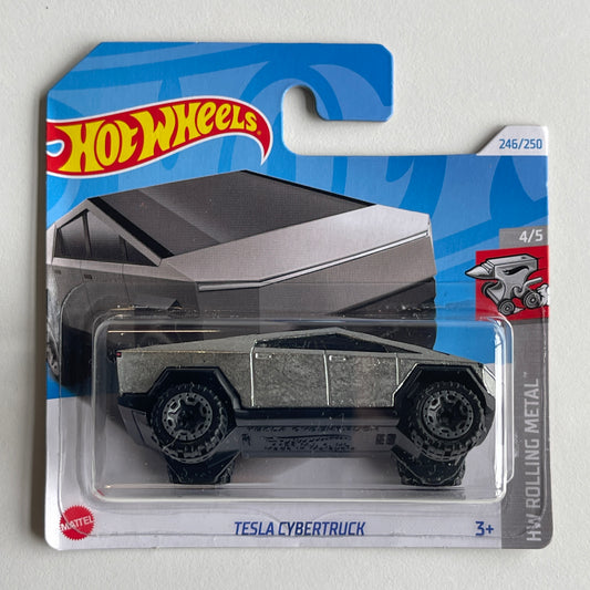 Hot Wheels Tesla Cybertruck (Silver) Short Card (Damaged)  HW Rolling Metal 246/250