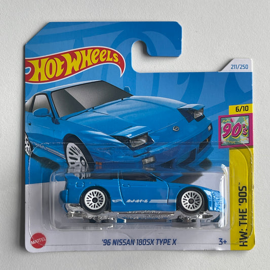 Hot Wheels '96 Nissan 180SX Type X (Blue) Short Card (Damaged) HW: The '90s 211/250