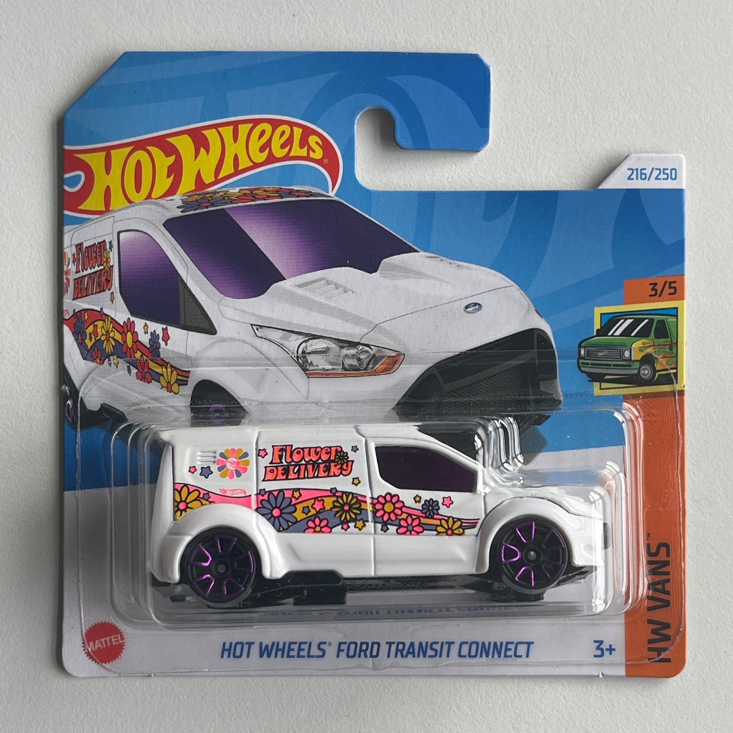 Hot Wheels Ford Transit Connect (White) Short Card HW Vans 216/250 Treasure Hunt