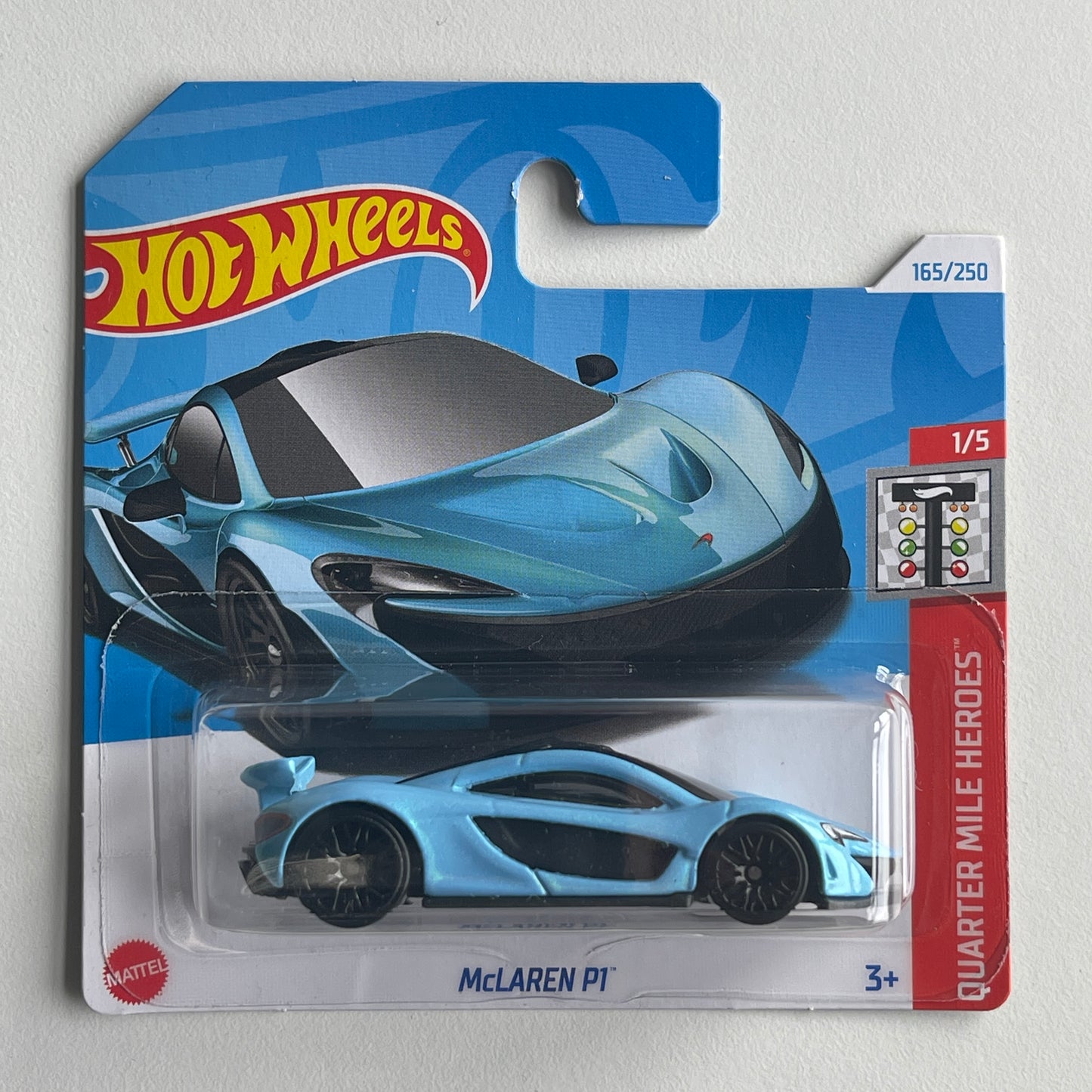 Hot Wheels McLaren P1 (Blue) Short Card (Damaged) Quarter Mile Heroes 165/250