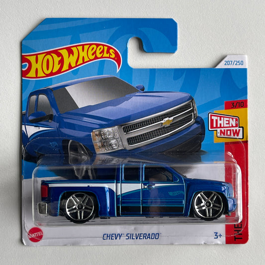 Hot Wheels Chevy Silverado (Blue) Short Card (Damaged) Then And Now 207/250