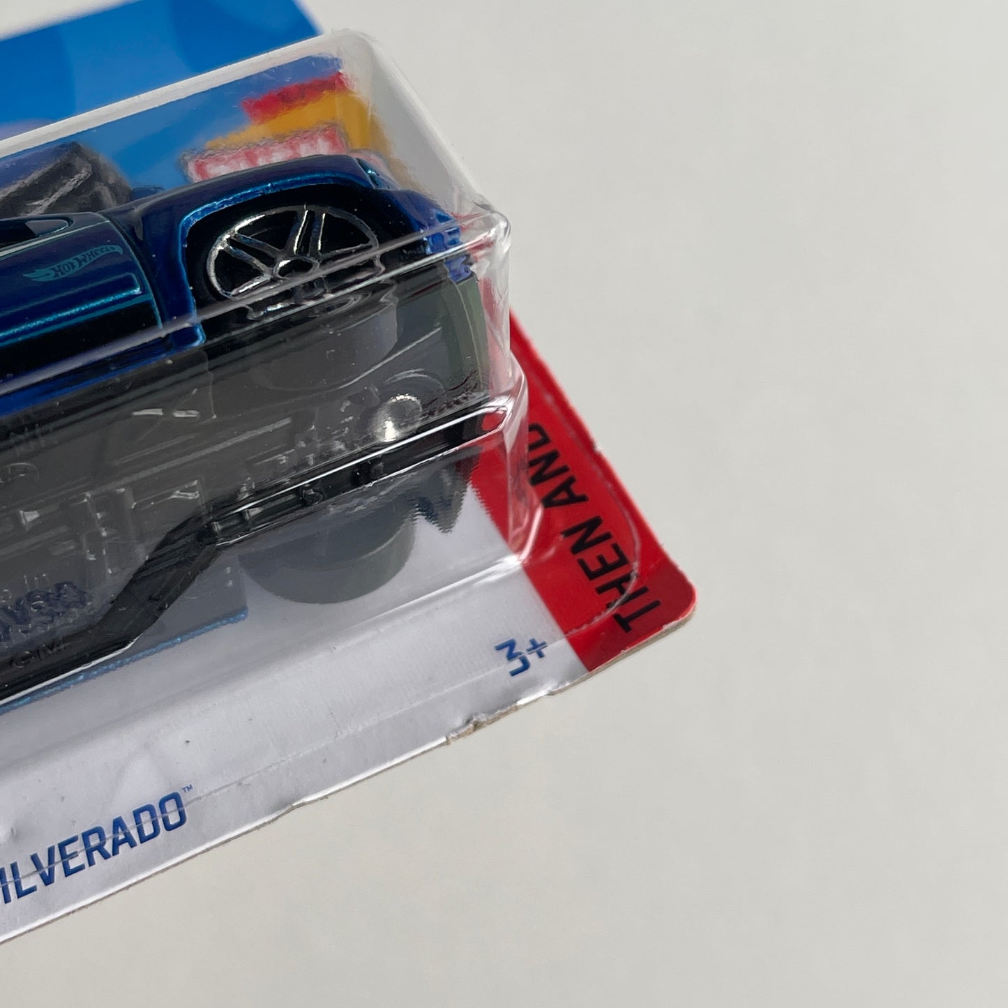 Hot Wheels Chevy Silverado (Blue) Short Card (Damaged) Then And Now 207/250