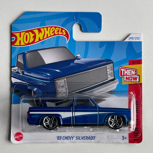 Hot Wheels '83 Chevy Silverado (Blue) Short Card (Damaged) Then And Now 249/250