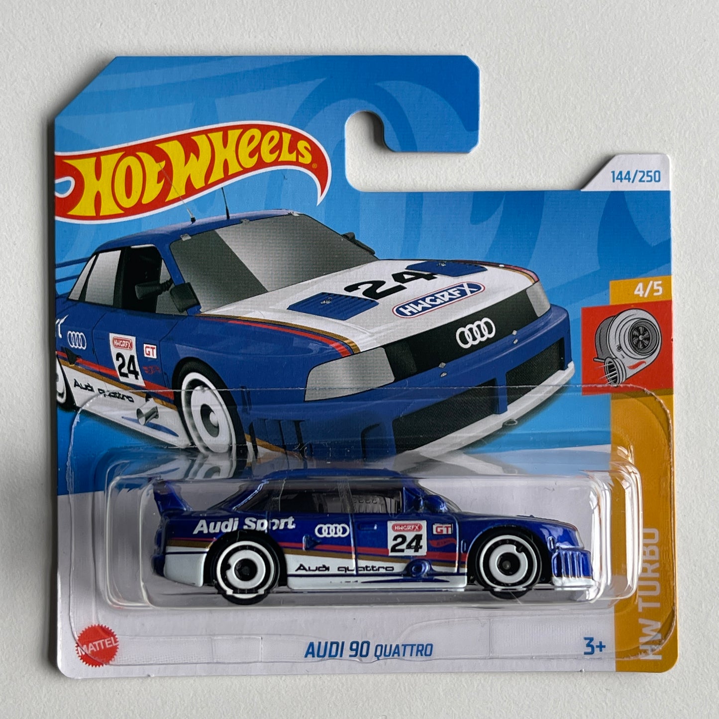 Hot Wheels Audi '90 Quattro (Blue) Short Card HW Turbo 144/250