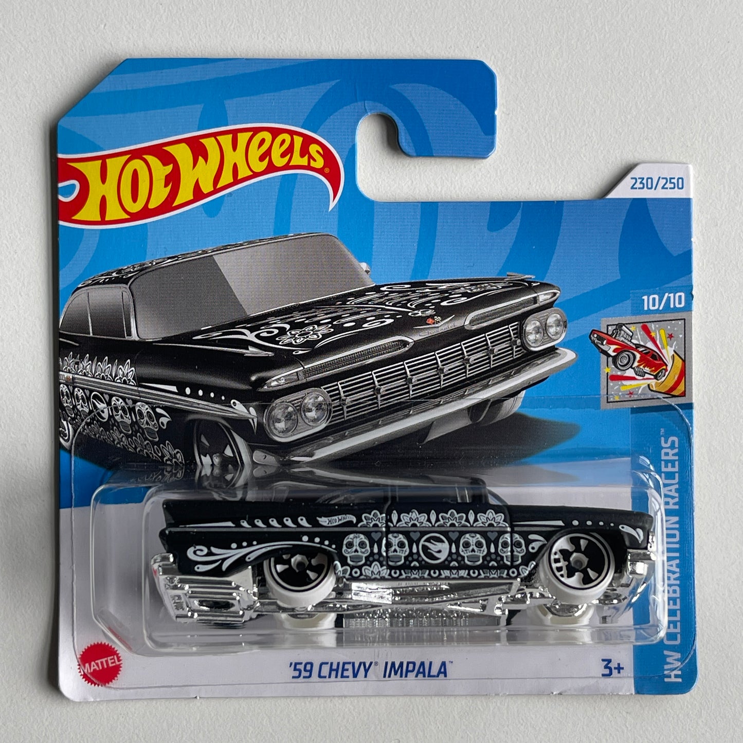 Hot Wheels '59 Chevy Impala (Black) Short Card (Damaged) HW Celebration Racers 230/250 Treasure Hunt