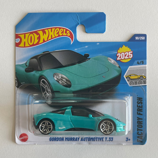 Hot Wheels Gordon Murray Automotive T.33 (Turquoise) Short Card (Damaged) Factory Fresh 90/250