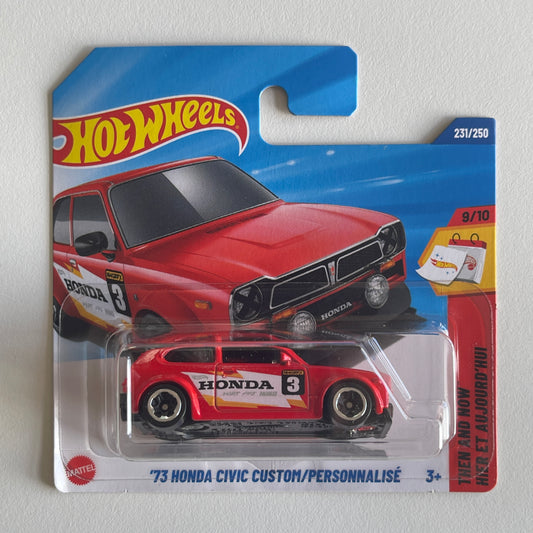 Hot Wheels '73 Honda Civic Custom (Red) Short Card (Damaged) Then And Now 231/250