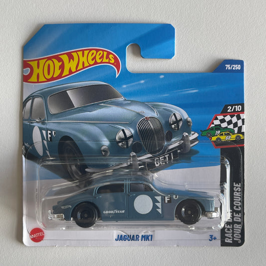 Hot Wheels Jaguar MK1 (Matt Blue) Short Card (Damaged) Race Day 75/250