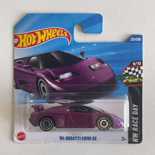 Hot Wheels '94 Bugatti EB110 SS (Purple) Short Card (Damaged) HW Race Day 221/250