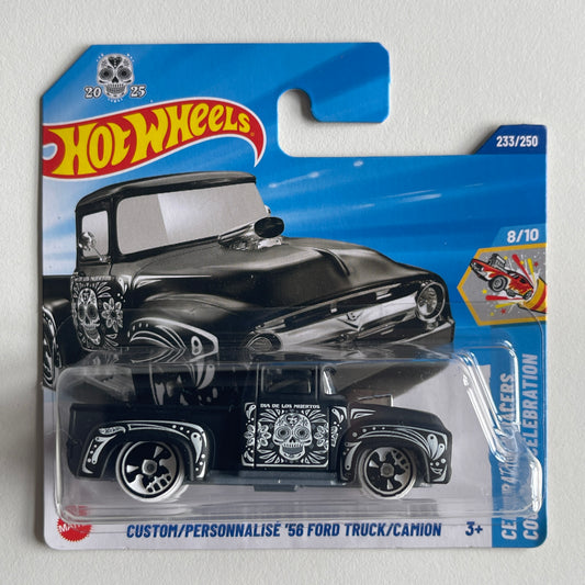 Hot Wheels Custom '56 Ford Truck (Black) Short Card (Damaged) Celebration Racers 233/250