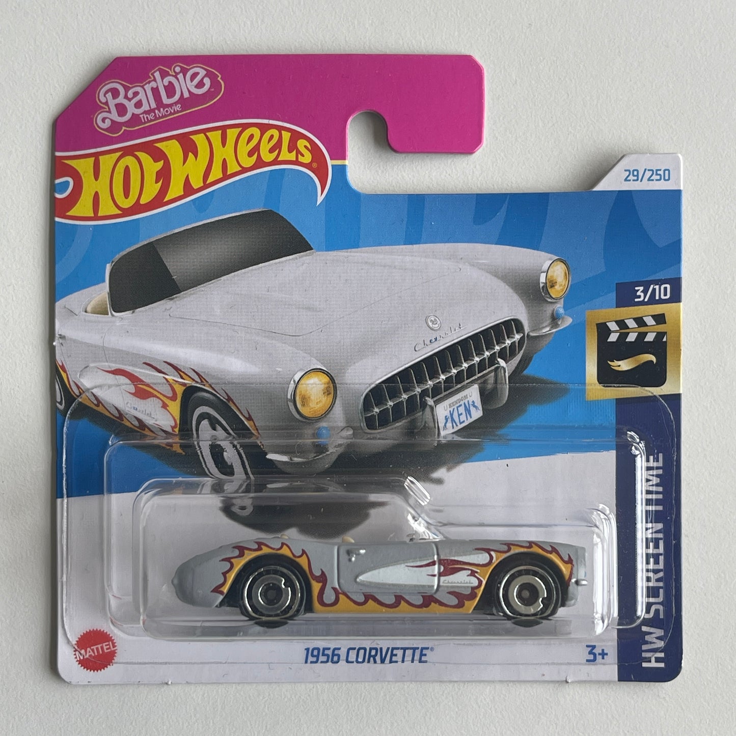 Hot Wheels Barbie 1956 Corvette (Gray) Short Card HW Screen Time 29/250