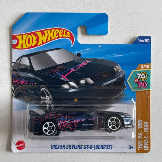 Hot Wheels HKS Nissan Skyline GT-R (BCNR33) (Navy Blue) Short Card (Damaged) HW: '70s vs. '90s 144/250