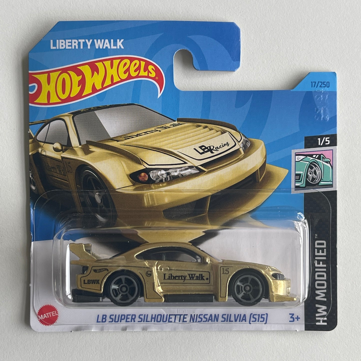 Hot Wheels LB Super Silhouette Nissan Silvia (S15)(Gold) Short Card (Damaged) HW Modified 17/250