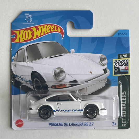 Hot Wheels Porsche 911 Carrera RS 2.7 (White) Short Card (Damaged) Retro Racers 125/250