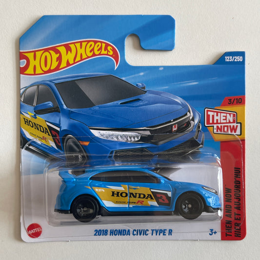 Hot Wheels 2018 Honda Civic Type R (Blue) Short Card Then And Now 123/250