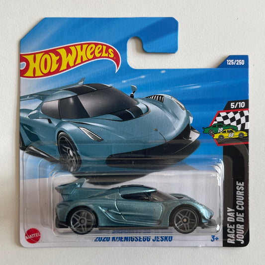Hot Wheels 2020 Koenigsegg Jesko (Blue) Short Card (Damaged) Race Day 125/250