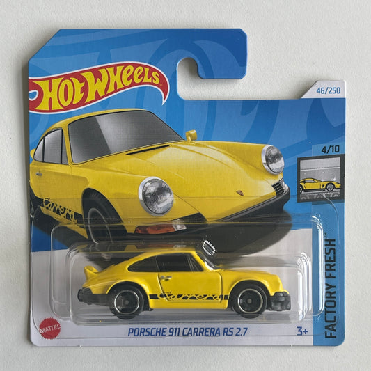 Hot Wheels Porsche 911 Carrera RS 2.7 (Yellow) Short Card Factory Fresh 46/250