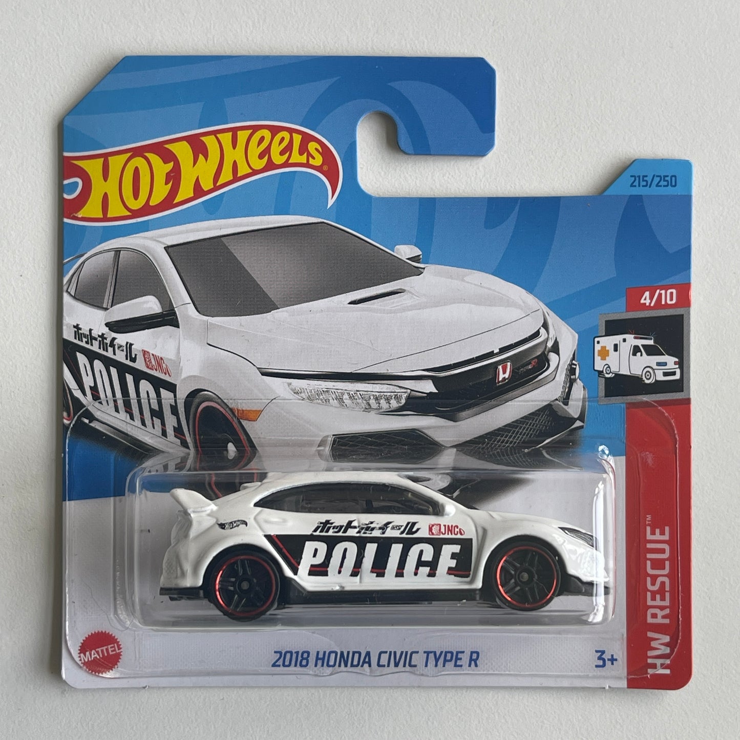 Hot Wheels 2018 Honda Civic Type R (White Police) Short Card HW Rescue 215/250