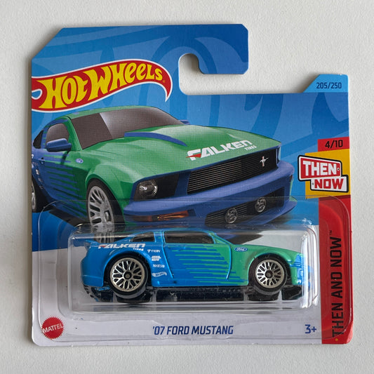 Hot Wheels '07 Ford Mustang (Falken Blue) Short Card (Damaged) Then And Now 205/250