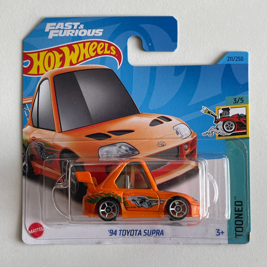 Hot Wheels Fast & Furious '94 Toyota Supra (Orange) Short Card (Damaged) Tooned 211/250