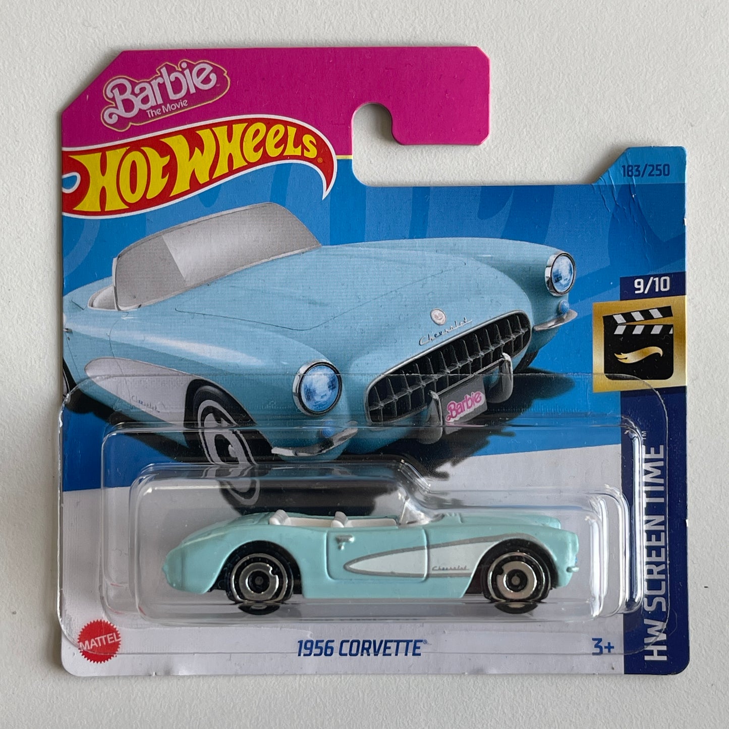 Hot Wheels Barbie 1956 Corvette (Blue) Short Card (Damaged) HW Screen Time 183/250