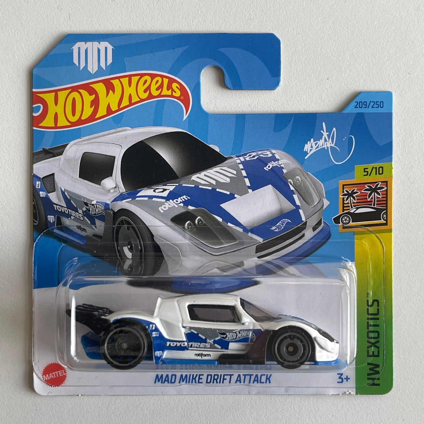 Hot Wheels Mad Mike Drift Attack (White) Short Card (Damaged) HW Exotics 209/250