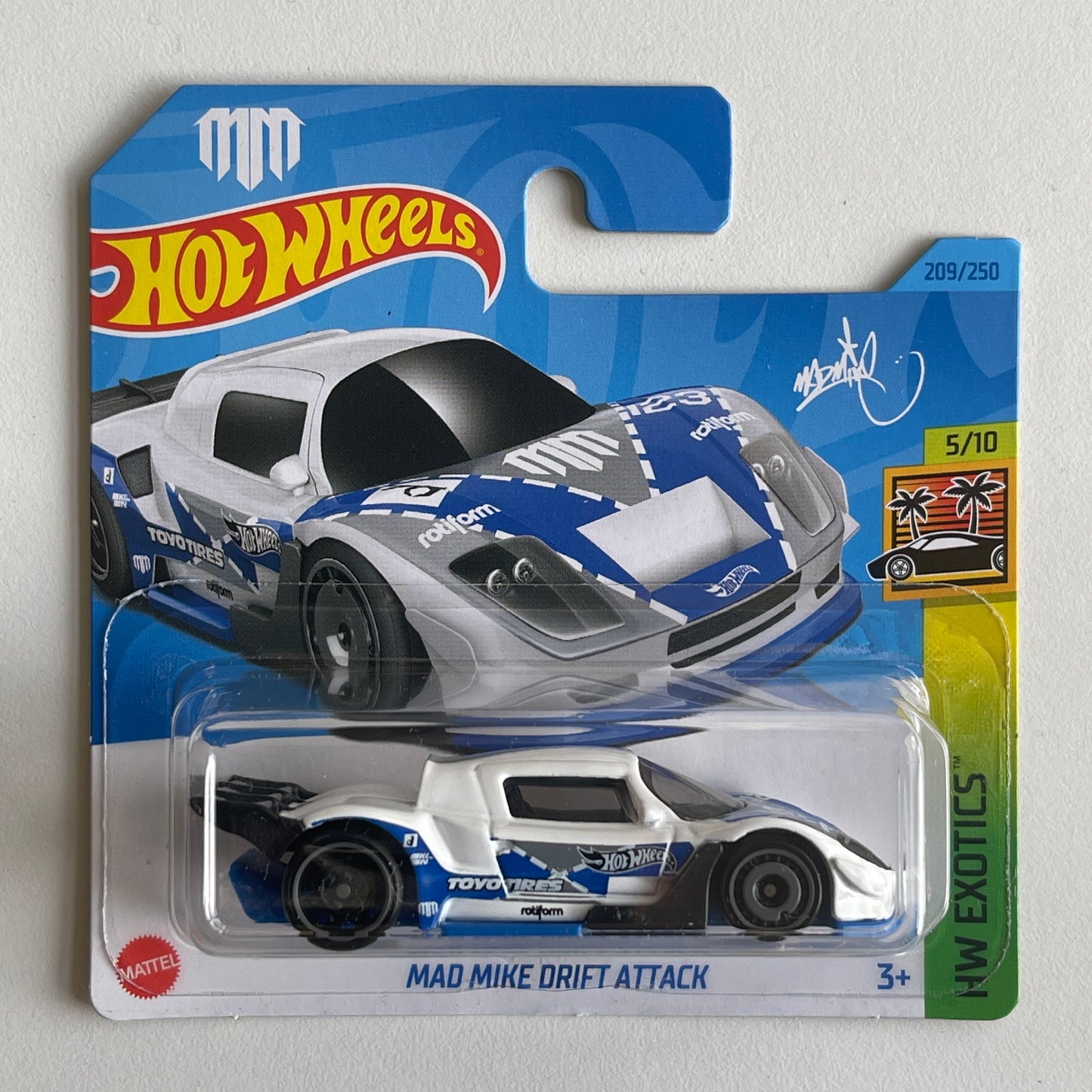 Hot Wheels Mad Mike Drift Attack (White) Short Card HW Exotics 209/250